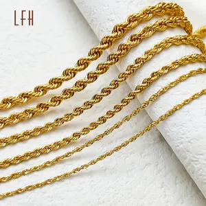 Toplu satış saf altın Au750 bükme halat zincirler kolye oro 18k altın takı 18k gerçek 18k katı altın halat zincir kolye