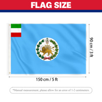 Latar Belakang Biru Langit Persia Iran 3X5 Ft Spanduk Karangan Bunga Singa dan Matahari Dengan Desain Bendera Sudut Unik