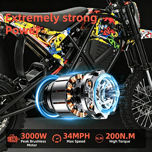 มอเตอร์ไซค์วิบาก Urban Dirt Bike 3000W มอเตอร์ไร้แปรงถ่าน ล้อหน้า 14 นิ้ว ล้อหลัง 12 นิ้ว จากคลังสินค้าสหรัฐอเมริกา - Product Image 4