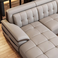 Canapé en Cuir Véritable Luxe Ensembles de Canapés 7 Places Modulaire en Coin Canapé Moderne Salon en Forme de L