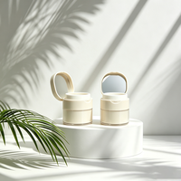 Pot pompe sans air rechargeable en plastique PP, blanc, avec couvercle miroir, pour crème visage, beurre corporel, lotion, personnalisable avec logo