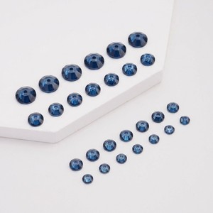 Cuentas de diamantes de imitación de resina epoxi azul vaquero de 5 mm, forma de diamante, parte trasera plana, con orificio central, para coser, accesorios de joyería para hilo de amistad - Product Image 5