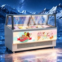 Commerciële ijsvitrine gelato-vriezer showcase 10 12 14 bakken schuine glazen LED verlichting voor winkelbalie