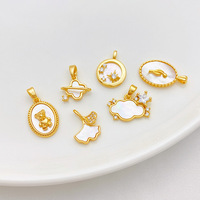 Pendentif Ourson Tulipe en laiton plaqué or 18 carats, inaltérable, avec nacre, fait main, pour bijoux DIY, bracelets et colliers mignons pour enfants
