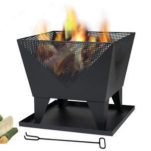 Foyer en métal extérieur carré portable avec <span class=keywords><strong>plaque</strong></span> de cendres au bois dans le jardin et le patio Brazier - Product Image 1