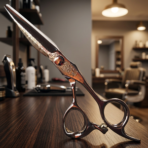 Ciseaux de coiffure professionnels ergonomiques en acier inoxydable à bords tranchants pour droitiers avec manche long pour usage en salon - Product Image 1