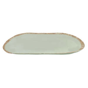 Tè moderno Tierra vassoio acquamarina melamina con acciaio inox e legno quadrato e ovale vassoio cibo occasione 36x23 - Product Image 1