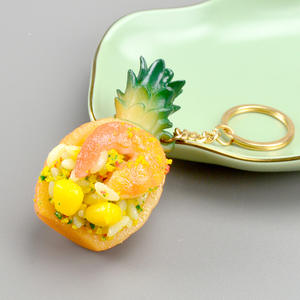 Porte-clés de dessin animé en résine, modèle miniature de nourriture : Ananas, Riz, Ananas et Riz Frit, Jouet alimentaire créatif - Product Image 6