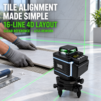 Livella Laser Verde Professionale Industriale 4D a 16 Linee 360 Gradi Autolivellante, Alimentata a Batteria AAA, Strumento di Livellamento per Pavimenti/Pareti
