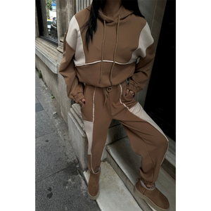 Conjunto Deportivo de Invierno en Terciopelo Marrón y Nailon, Personalizado, con Capucha, Resistente al Viento, Transpirable, Cómodo, Estampado, para Gimnasio, Tallas Grandes - Product Image 3