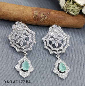 American Diamond Drop Earrings Floral <b>Top</b> Design with Teardrop CZ Pendant Elegant Cubic Zirconia Bridal Wedding Jewelry - Product Image 1