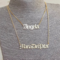 Colgante de Acero Inoxidable con Letras Personalizadas para Hombre y Mujer, Collar de Cadena Cubana Chapado en Oro, Joyería de Marca Personalizada