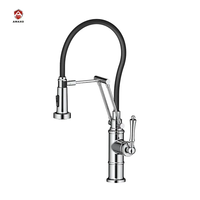 Robinet mélangeur flexible en silicone AMAXO avec douchette extractible, robinetterie de luxe pour évier de cuisine avec pulvérisateur en laiton