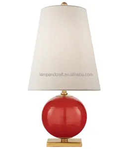 Abajur de mesa de vidro bola vermelha com sombrinha para o hotel Guestroom living room Quarto escritório Home Lighting Decoration