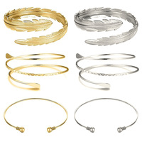 Bracelet de bras minimaliste et simple en forme de spirale pour femme, argenté et doré, réglable, ensemble de bracelets de bras