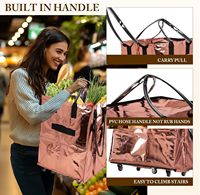 Bolsas de Compras Reutilizables de Material PE, Estilo Americano, con Ruedas, Plegables, con Asa y Ruedas en la Parte Inferior, para Viajes, Lavandería y Picnic