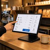 Terminal de point de vente tout-en-un avec écran tactile de 15,6 pouces, affichage client LED à 8 chiffres, processeur Intel N97, 8 Go de RAM, 256 Go de SSD, Windows 10, Wi-Fi 6