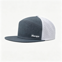 Topi Golf Snapback 5 Panel Bordir 3D Anti Air Cepat Kering dengan Lubang Laser dan Patch Karet Khusus