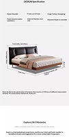 Lit de luxe en cuir pleine fleur, lit double noir minimaliste italien moderne, lit en cuir de vachette de première qualité pour projets haut de gamme