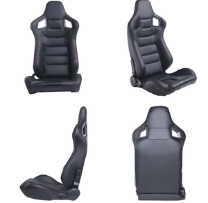 <span class=keywords><strong>Asientos</strong></span> Deportivos <span class=keywords><strong>Recaro</strong></span> Reclinables de Cuero PVC Negro con Costuras Negras y Respaldo de Cuero Carbono - Product Image 3