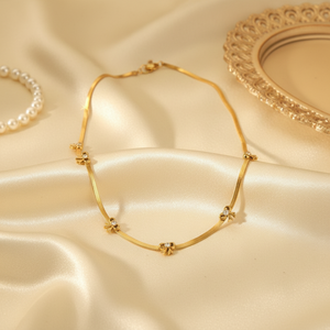 16+ Jahre Fabrik-Erfahrung OEM & ODM 316L Edelstahl Modeschmuck Gold Schleifenanhänger Choker Schleifenkette Halsketten - Product Image 1