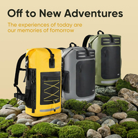 Sac à dos étanche 35L, robuste, à fermeture roll-top, pour la randonnée, avec étui étanche pour téléphone IPX8 et dos rembourré.