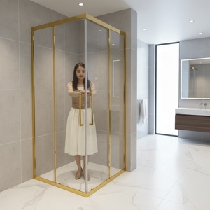 Porte <span class=keywords><strong>de</strong></span> douche coulissante Seawin au design populaire, 8/10/12 mm, avec cadre en verre trempé, cabine <span class=keywords><strong>de</strong></span> douche - Product Image 3