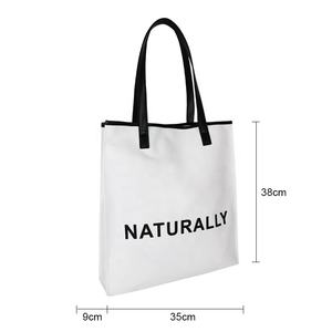 New arrival <b>white</b> color recycled cotton canvas <b>tote</b> <b>bag</b> with printed for ladies - Product Image 2