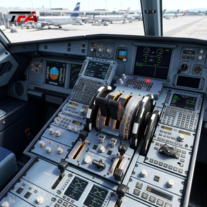Simulateur de vol A320 à mouvement complet avec commandes de cockpit, plan global du panneau de commande de poussée et autres produits pour parcs d'attractions - Product Image 2