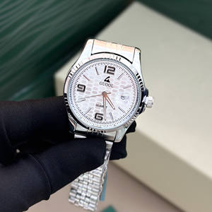 Reloj de pulsera para hombre de diseño, correa de acero inoxidable, esfera blanca texturizada, venta al por mayor de relojes para hombre - Product Image 6