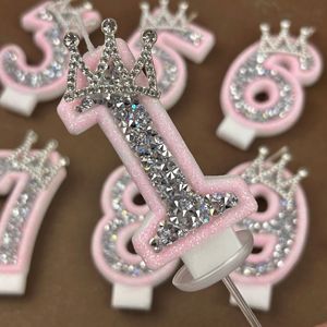 Bougies Chiffres Couronne Rose Argentée 0-9 – Bougies Créatives Premium pour Gâteau d'Anniversaire – Fournitures de Décoration de Fête Personnalisées - Product Image 1