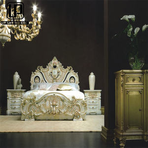 Lit de style français de luxe de haute qualité, lit <span class=keywords><strong>royal</strong></span> de cour, lit simple en bois sculpté à la main, peint à la main, petit lit familial - Product Image 3