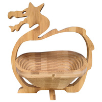 Vouwen Fruitschaal Houder Mand En Snijplank Opvouwbare Dragon Vormige Houten Bamboe Fruitmand