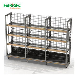 Exhibidor de Góndola de Malla Metálica de Doble Cara con Borde de Madera Highbright para Tiendas de Conveniencia - Product Image 2