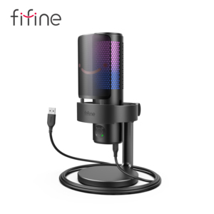 Fifine A9 Micrófono de escritorio profesional Tipo-C Micrófono con cable Condensador RGB Micrófono para juegos para Podcast <span class=keywords><strong>y</strong></span> Youtube - Product Image 1