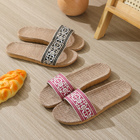 Style chinois Design lin été pantoufles flexible et confortable lin femmes chaussures sandales dames