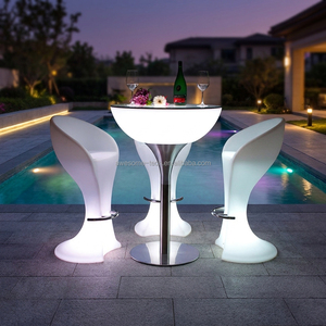 16 Colors <strong>Changing</strong> Remote Control Rechargeable Battery Powered Illuminated High Round LED Bar <strong>Table</strong> for Party Event - Product Image 1