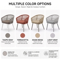 Chaise de jardin élégante en corde tressée avec structure en aluminium et coussin pour terrasse de complexe hôtelier – Vente en gros