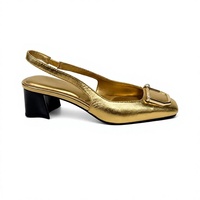 Sandales à talons en cuir véritable doré pour femmes 2026 – Chaussures de luxe de créateur pour dames