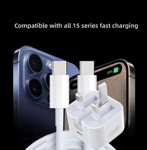 Adaptador de Viaje con Enchufe UK de 20W 35W 40W, <span class=keywords><strong>Cargador</strong></span> Rápido PD 3.0 Tipo-C para <span class=keywords><strong>iPhone</strong></span> 15-<span class=keywords><strong>11</strong></span> Pro, Adaptador de Corriente Plegable - Product Image 3