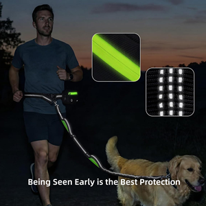 C07 Hot Selling Reflective Hands-Free <b>Dog</b> <b>Leash</b> Waist Belt Pouch Shock-Absorbing Bungee Lead Nylon Solid Padded for - Product Image 2