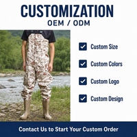 Cuissardes de pêche personnalisées pour hommes, en PVC tricoté, motif camouflage bleu, résistantes à l'eau, avec bottes intégrées, pour travaux aquatiques en extérieur
