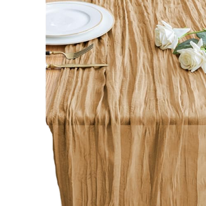 <span class=keywords><strong>Elegante</strong></span> Camino de Mesa de Lino y Poliéster con Volantes para Decoración de Mesa en Bodas, Fiestas y Hogar - Product Image 1