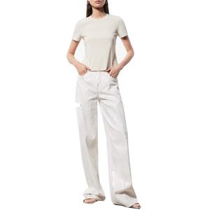 Nueva Llegada: Jeans de Pierna Ancha de Cintura Baja con Efecto Desgastado Plateado, Transpirables, Teñido con Efecto Sucio, Bolsillos Rectos, Decoración con Remaches, Primavera - Product Image 1