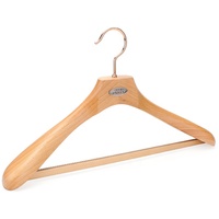 Percha de ropa de madera personalizada, perchas de chaqueta antiguas con clips para tienda de marca