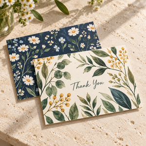 Cartes de remerciement élégantes à l'<span class=keywords><strong>aquarelle</strong></span> florale, personnalisables, motifs naturels de <span class=keywords><strong>feuilles</strong></span> florales, pack de cartes de remerciement pour mariage - Product Image 2