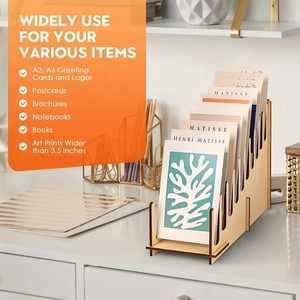 Expositor de tarjetas de felicitación de madera, estante de almacenamiento de escritorio con niveles, expositor de pegatinas para tiendas, estante de almacenamiento de CD de madera - Product Image 3