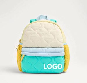 Kids Colour Block Quilted <b>Backpack</b> Puffer Pack Bag Quilted <b>Backpack</b> <b>Small</b> Size Children School Bag - Product Image 1