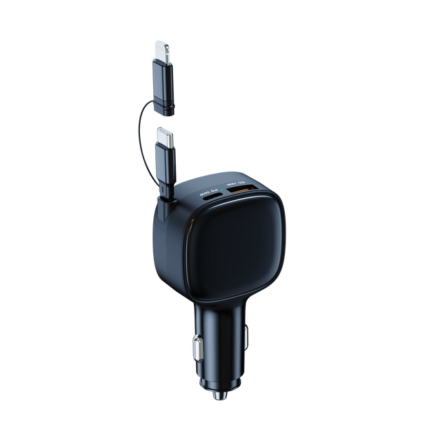 Retractable Electric Car Charger 84W 1A2C PD Fast Charging for Laptop Camera Stylish Colors Cigarette Lighter Adapter Wholesale