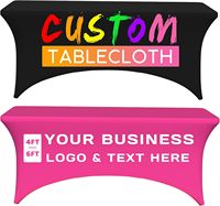 Housse de table extensible en spandex imperméable, résistante aux plis, écologique, avec logo personnalisé imprimé, 6 pieds/8 pieds, pour événements
